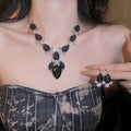Light Luxury Alloy Rhinestone Teardrop Geometric Necklace Earrings Jewelry Set view 2