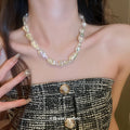 Irregular Faux Pearl Geometric Sweater Necklace Chic Commuter Collarbone Jewelry view 4