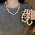 Irregular Faux Pearl Geometric Sweater Necklace Chic Commuter Collarbone Jewelry view 2