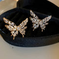 Gold Plated Zircon Butterfly Faux Pearl Open Ring, Elegant Versatile Fashion Jewelry view 2