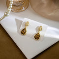 Vintage Luxury Brown Acrylic Irregular Waterdrop Oval Gold Alloy Dangle Stud Fashion Earrings view 1