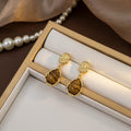 Vintage Luxury Brown Acrylic Irregular Waterdrop Oval Gold Alloy Dangle Stud Fashion Earrings view 2