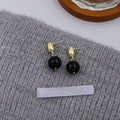Elegant Irregular Oval Alloy Studs With Black Pearl Ball Drop Minimalist Fashion Women's Earrings view 4