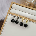Elegant Irregular Oval Alloy Studs With Black Pearl Ball Drop Minimalist Fashion Women's Earrings view 1
