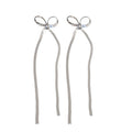 Silver Needle Metal Chain Bow Drop Earrings For Women Minimalist Long Luxe Fashion Jewelry view 5