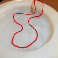 Chinese Red Artificial Crystal Beaded Necklace New Chinese Geometric Line Collarbone Jewelry view 2
