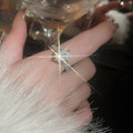 Light Luxury Zircon Geometric Wrap Ring With Round Stone Minimalist Commuter Style view 3