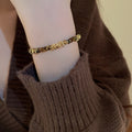 Light Luxury Geometric Faux Tiger Eye Round Beaded Bracelet For Women Vintage Multi Material Jewelry view 1