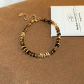 Light Luxury Geometric Faux Tiger Eye Round Beaded Bracelet For Women Vintage Multi Material Jewelry view 4