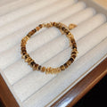 Light Luxury Geometric Faux Tiger Eye Round Beaded Bracelet For Women Vintage Multi Material Jewelry view 2