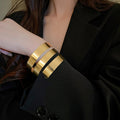 Metal Multi Layer Geometric Ring Bangle For Women Minimalist Luxury Arm Cuff Jewelry view 4