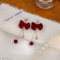 Elegant Velvet Bow Tassel Chain Alloy Heart Pendant Long Drop Winter Fashion Women's Earrings view 2