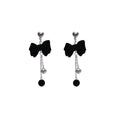 Elegant Velvet Bow Tassel Chain Alloy Heart Pendant Long Drop Winter Fashion Women's Earrings view 5