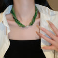 Multilayer Wrapped Crystal Line Necklace With Rhinestone Forest Style Collarbone Design view 4