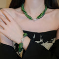 Multilayer Wrapped Crystal Line Necklace With Rhinestone Forest Style Collarbone Design view 2