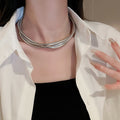 Metal Multi Layer Twisted Chain Necklace For Women European Minimalist Geometric Round Choker Jewelry view 4