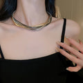 Metal Multi Layer Twisted Chain Necklace For Women European Minimalist Geometric Round Choker Jewelry view 3