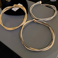 Metal Multi Layer Twisted Chain Necklace For Women European Minimalist Geometric Round Choker Jewelry view 2