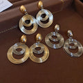 Metal Multi Layer Wrapped Round Geometric Drop Earrings For Women European American Statement Style view 3