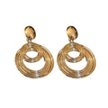 Metal Multi Layer Wrapped Round Geometric Drop Earrings For Women European American Statement Style view 5