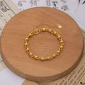 Vietnam Sand Gold Simple Solid Round Bead Bracelet, Ethnic Heart Pendant Lucky Beaded Bangle view 2