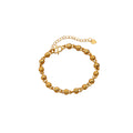 Vietnam Sand Gold Simple Solid Round Bead Bracelet, Ethnic Heart Pendant Lucky Beaded Bangle view 5