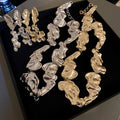 Irregular Metal Spliced Necklace And Earrings Jewelry Set, European Minimalist Collarbone Chain view 1