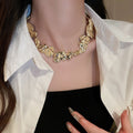Irregular Metal Spliced Necklace And Earrings Jewelry Set, European Minimalist Collarbone Chain view 4