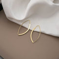 Minimalist Geometric V Line Alloy Metal Hoop Studs Elegant Daily Commuter Teardrop Leaf Shape Earrings view 3