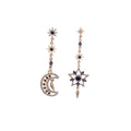 Vintage Luxury Asymmetric Star Moon Alloy Drop Earrings With Rhinestone Crystal Celestial Dangle Earrings view 5