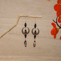 Vintage Ethnic Crescent Moon Round Bead Crystal Waterdrop Tassel Hanfu Qipao Alloy Earrings view 3