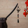 Vintage Ethnic Crescent Moon Round Bead Crystal Waterdrop Tassel Hanfu Qipao Alloy Earrings view 4
