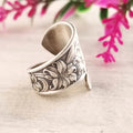 Fashion Vintage Dark Style Leaf Flower Open Adjustable Ring For Women Floral Hand Jewelry view 4
