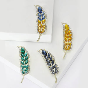 Alloy Rhinestone Wheat Brooch Pin For Suits And Coats