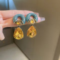 Vintage Alloy Teardrop Geometric Rhinestone Stud Earrings With Silver Pins For Women view 4
