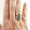 Dark Style Blackened Leaf Ring For Women Floral Open Adjustable Finger Jewelry view 2