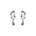 Irregular Liquid Metal Geometric Drop Earrings With Silver Needle Bold Statement Style view 5