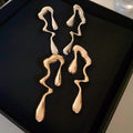 Irregular Liquid Metal Geometric Drop Earrings With Silver Needle Bold Statement Style view 2