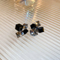 Irregular Geometric Square Faux Crystal Stud Earrings With Silver Pins For Women Versatile Style view 2