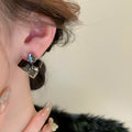 Irregular Geometric Square Faux Crystal Stud Earrings With Silver Pins For Women Versatile Style view 3