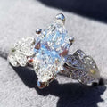 Marquise Zircon Inlaid Floral Ring, Lace Leaf Flower Design Fashion Cross Border Ring For Women view 1