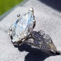 Marquise Zircon Inlaid Floral Ring, Lace Leaf Flower Design Fashion Cross Border Ring For Women view 4