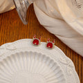 Elegant Red Enamel Cartoon Dragon Heart Studs With Rhinestone Alloy Silver Needle Fashion Earrings view 2