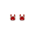 Elegant Red Enamel Cartoon Dragon Heart Studs With Rhinestone Alloy Silver Needle Fashion Earrings view 5