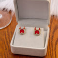 Elegant Red Enamel Cartoon Dragon Heart Studs With Rhinestone Alloy Silver Needle Fashion Earrings view 1