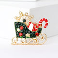 Alloy Enamel Christmas Carriage Brooch Pin For Festive Lapel Decoration view 1
