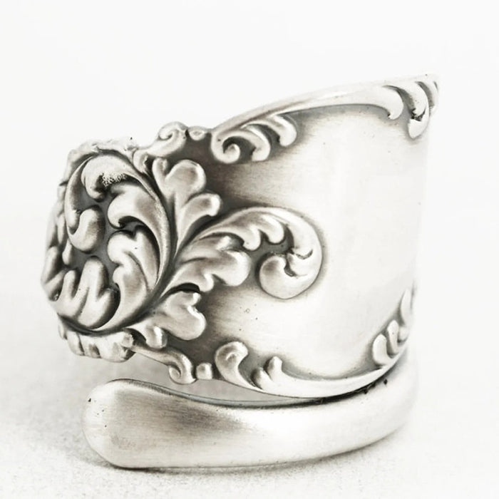 Vintage Distressed Flower Ring For Women European American Adjustable Open Finger Ring Jewelry