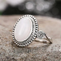 European American Statement Punk Moonstone Oval Ring For Women, Cross Border Engagement Jewelry view 3
