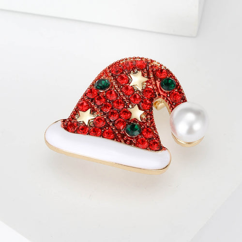 Alloy Enamel Christmas Hat Brooch For Festive Clothing Accessories