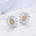 Daisy Flower Stud Earrings For Women Minimalist Korean Style Versatile Fashion Ear Jewelry view 3